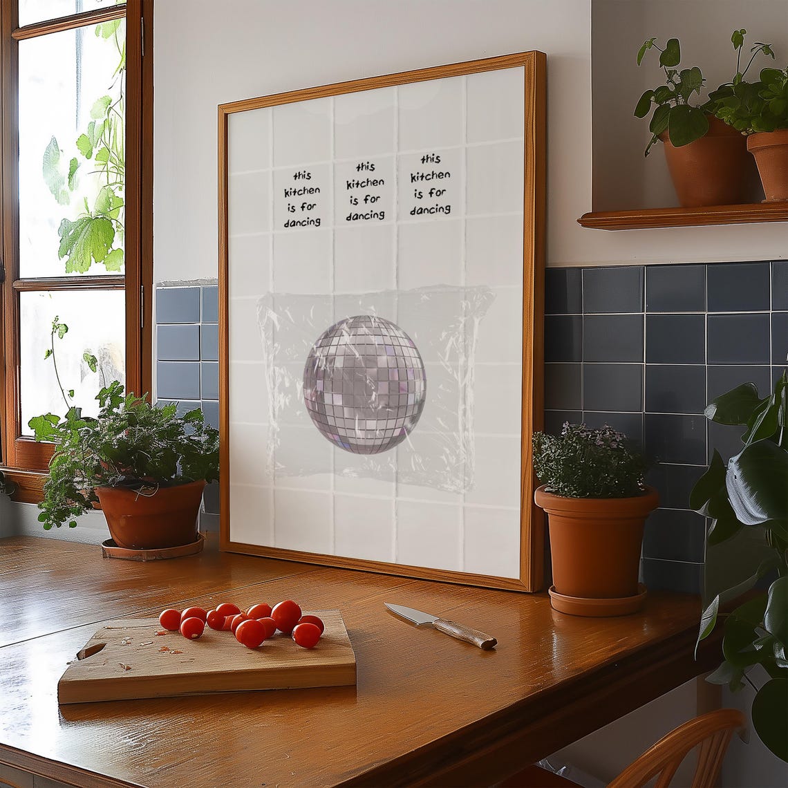 This Kitchen Is for Dancing Disco Ball Retro Party Kitchen Poster - Image 3