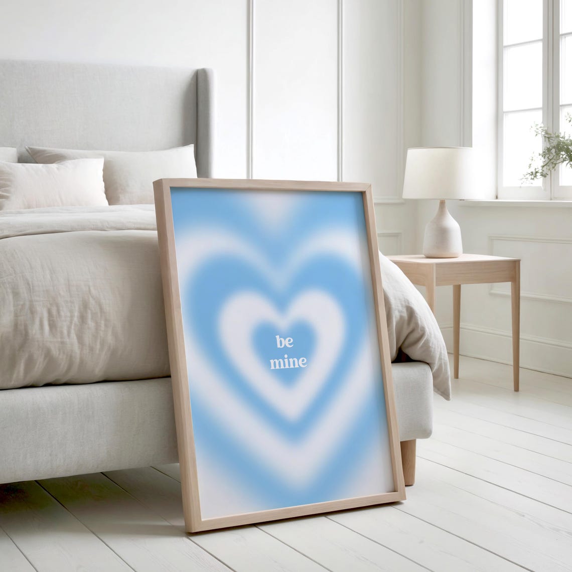 Be Mine Blue Aura Heart Y2K Gradient Poster Cute Valentine Decor