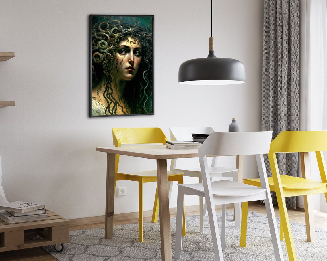 Moody Medusa Portrait With Snake Hair Dark Greek Myth Art Poster - Image 2