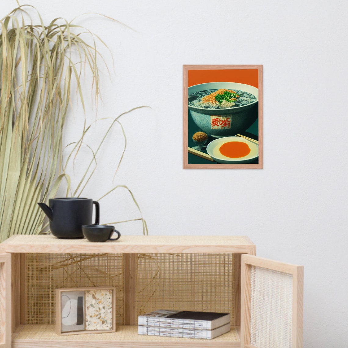 Japanese Ramen Bowl Chopsticks Retro Kitchen Noodle Artwork Poster - Image 2