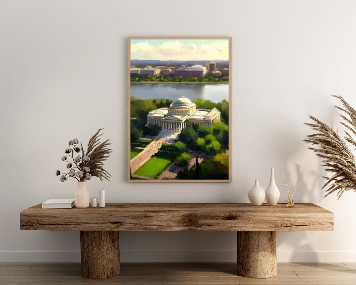 Aerial View of a Washington DC Landmark Building by the River Poster - Image 3