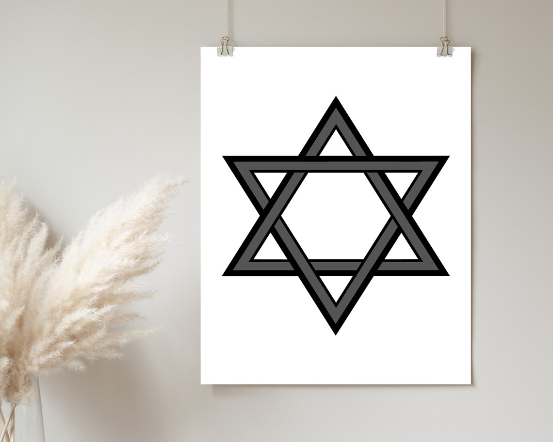 Black Star of David Minimalist Jewish Religious Symbol Art Poster - Image 2