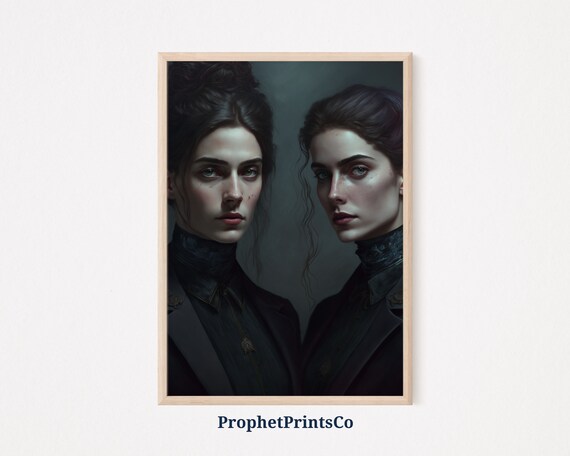 Dark Academia Victorian Women Portrait Moody Gothic Oil Painting Poster