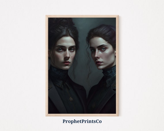 Dark Academia Women Poster Print Victorian Wall Art Gothic Gift Moody Oil Painting Home Dcor Wall Art Digitial
