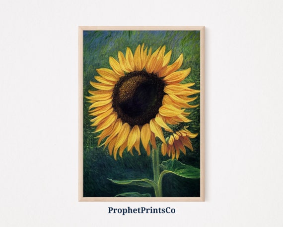Digitial Sunflower Painting Poster Print Botanical Wall Art Flower Lover Gift Cute Floral Home Dcor Wall Art