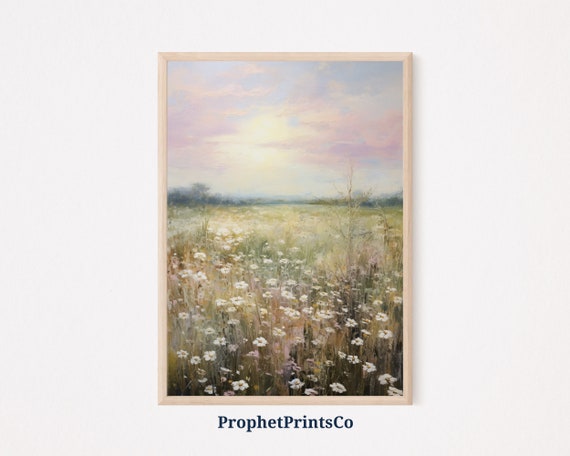 Vintage Wildflower Landscape Print Vintage Farm House Cute Botanical Art Farmhouse Home Dcor Wall Art