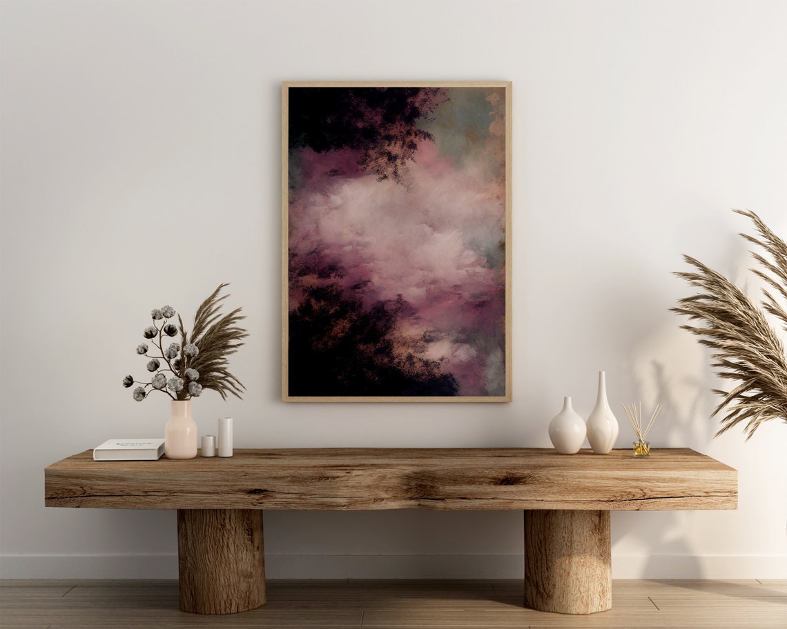 Abstract Moody Poster Print Dark Academia Wall Art Purple Gift Dark Cottagecore Home Dcor Wall Art Digitial - Image 3