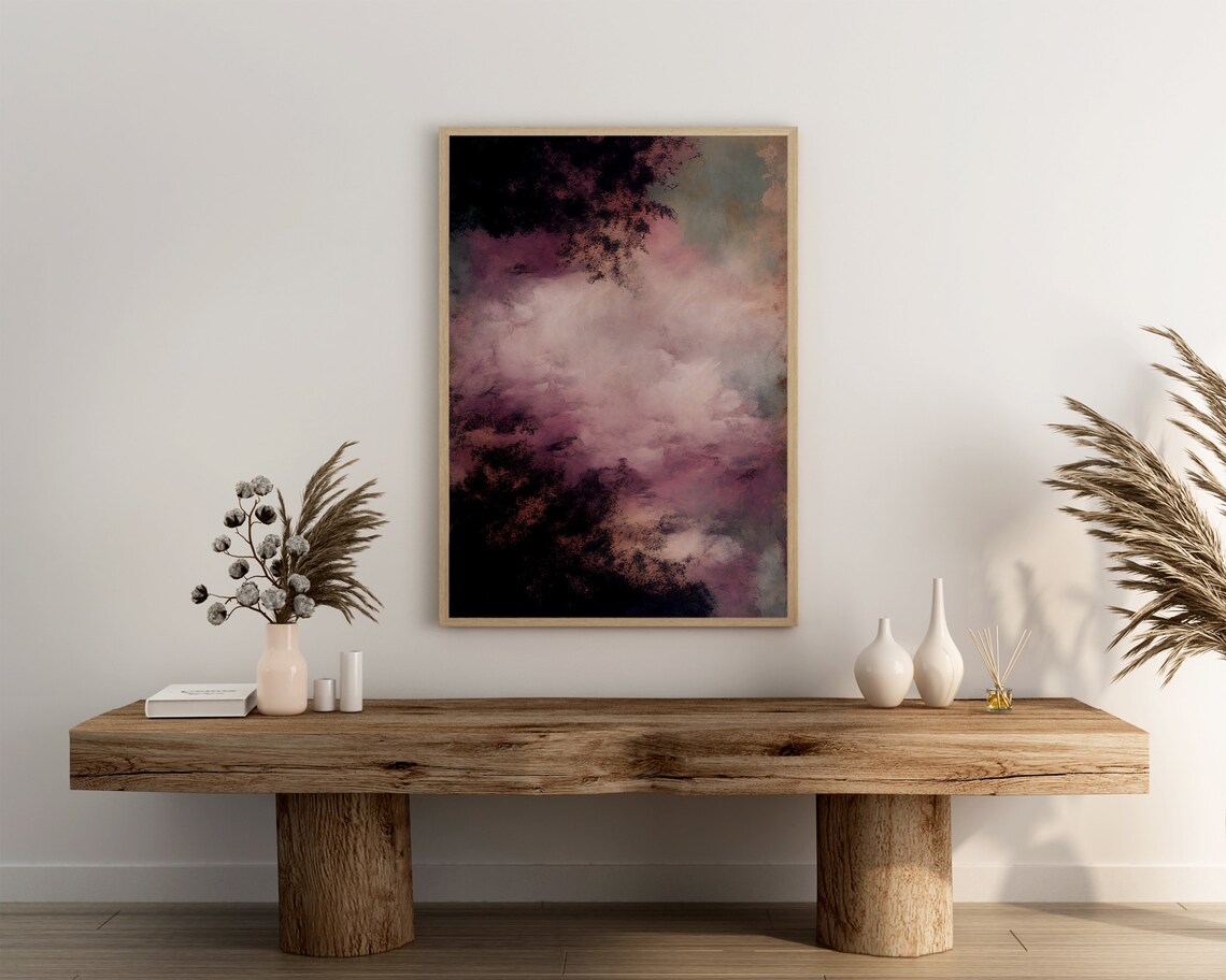 Moody Dark Abstract Purple Plum Clouds Dark Academia Art Poster - Image 3