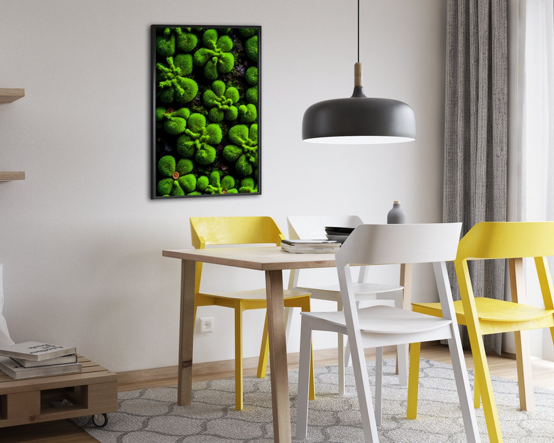 Bright Green Cushion Moss Macro Top Down Botanical Nature Poster - Image 2