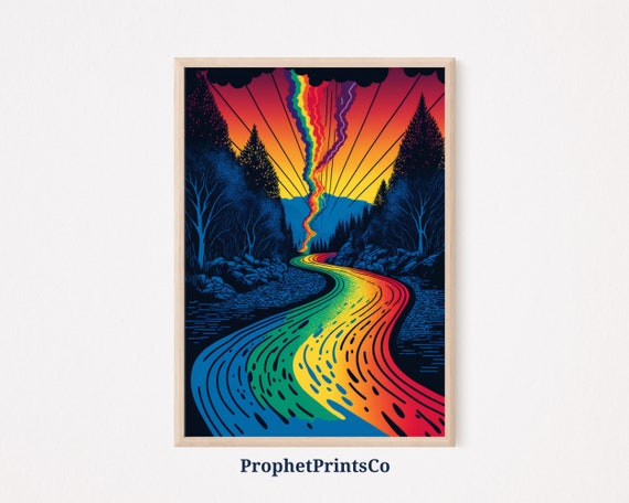 Lgbtq River Poster Print Cute Rainbow Nature Wall Art Gay Pride Gift National Park Home Dcor Wall Art Digitial