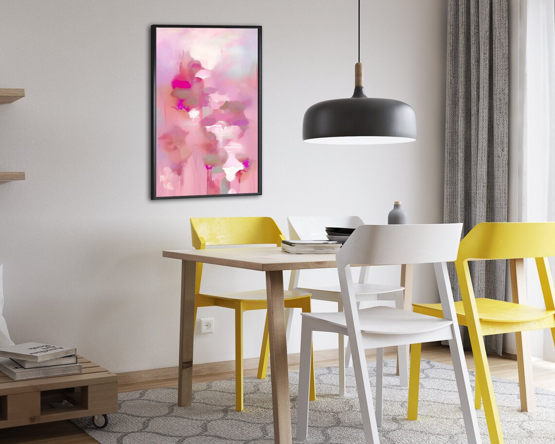 Soft Pink Abstract Pastel Blush Painting Modern Minimalist Art Poster - Image 2