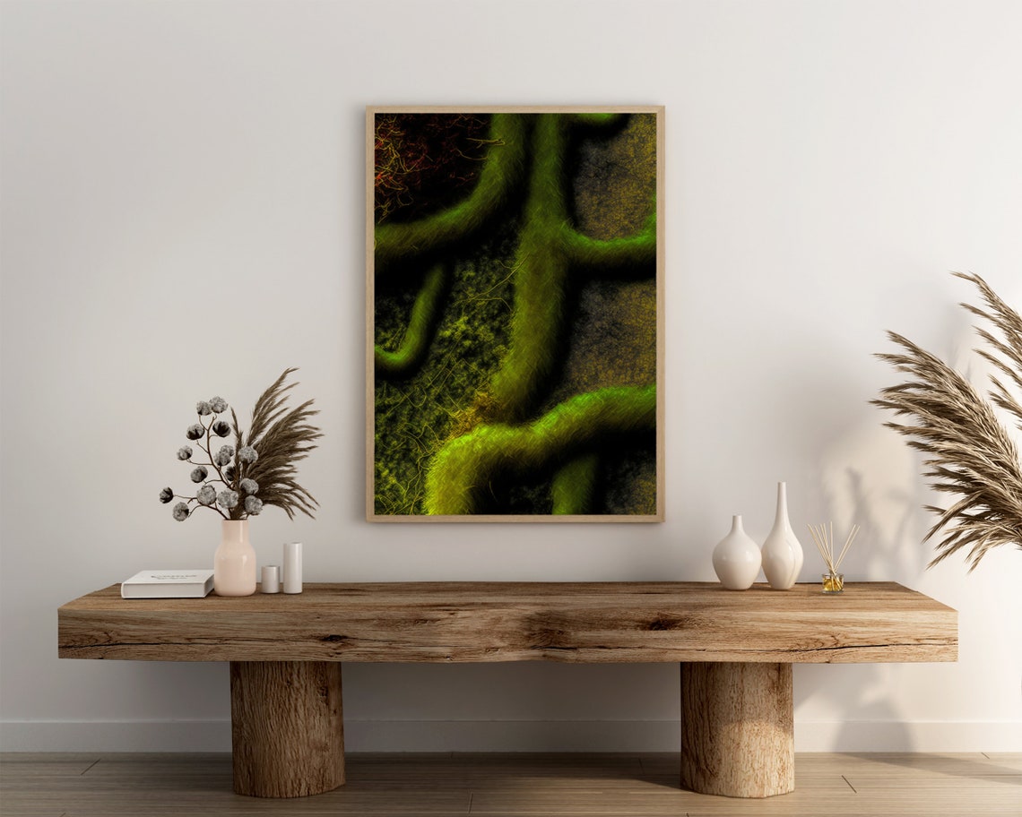 Ancient Moss Covered Roots in Dark Forest Abstract Nature Poster - Image 3