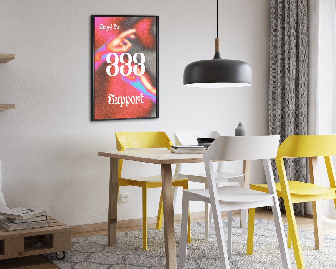 Trendy Angel Number 333 Support Aura Gradient Spiritual Poster - Image 2