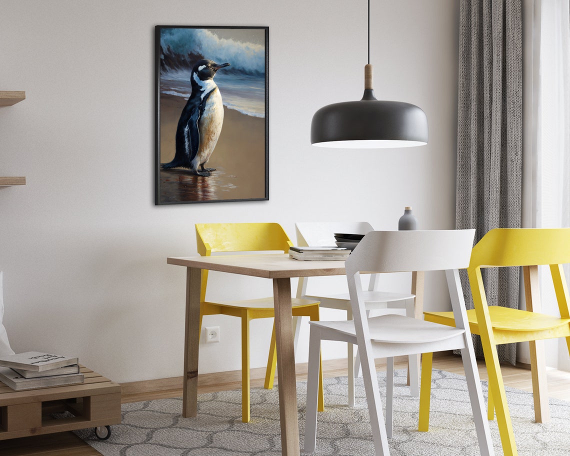 Magellanic Penguin Standing Beach Surf Ocean Wildlife Poster - Image 2