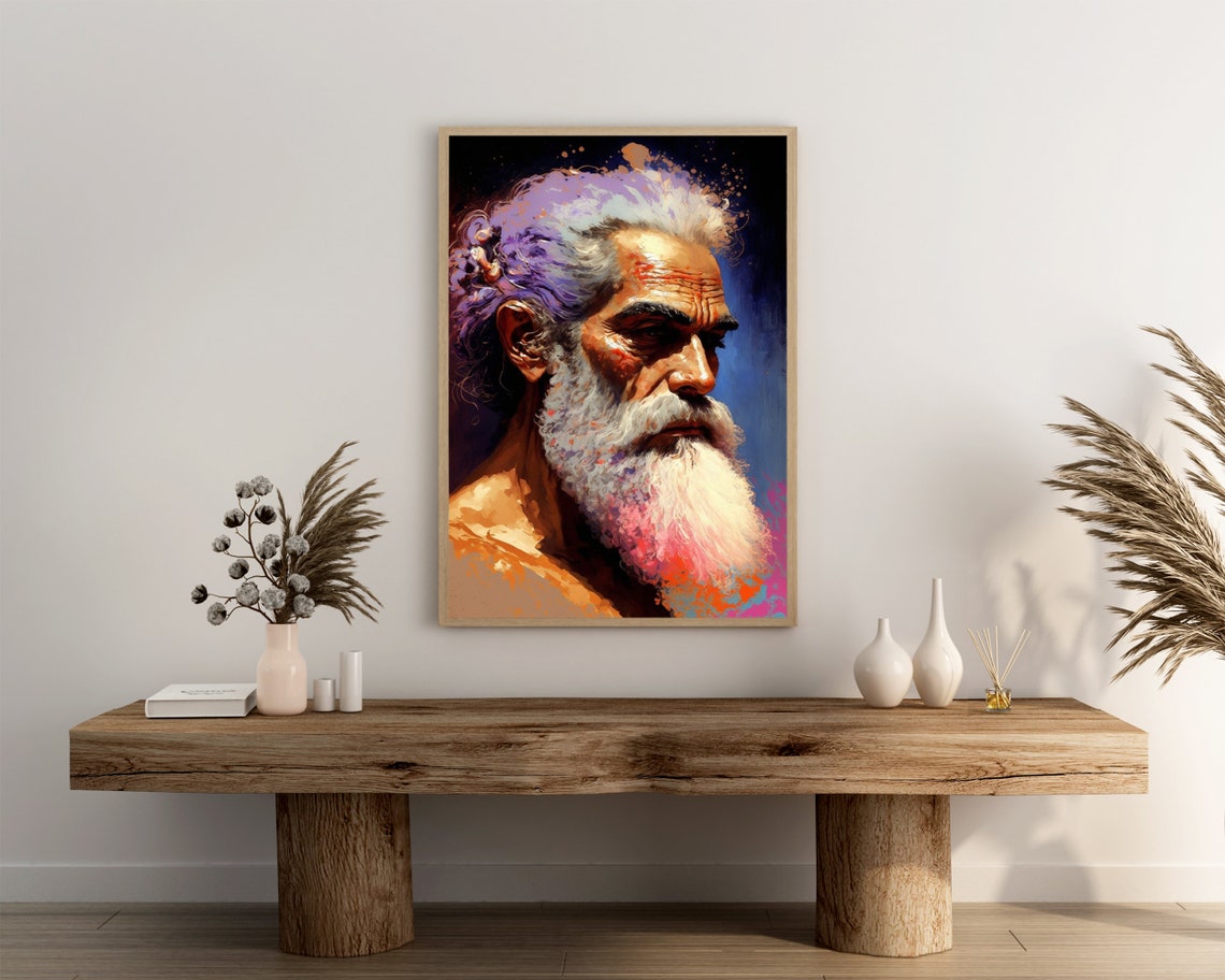 Wise Bearded Elder Prophet Portrait Vivid Colorful Art Poster - Image 3