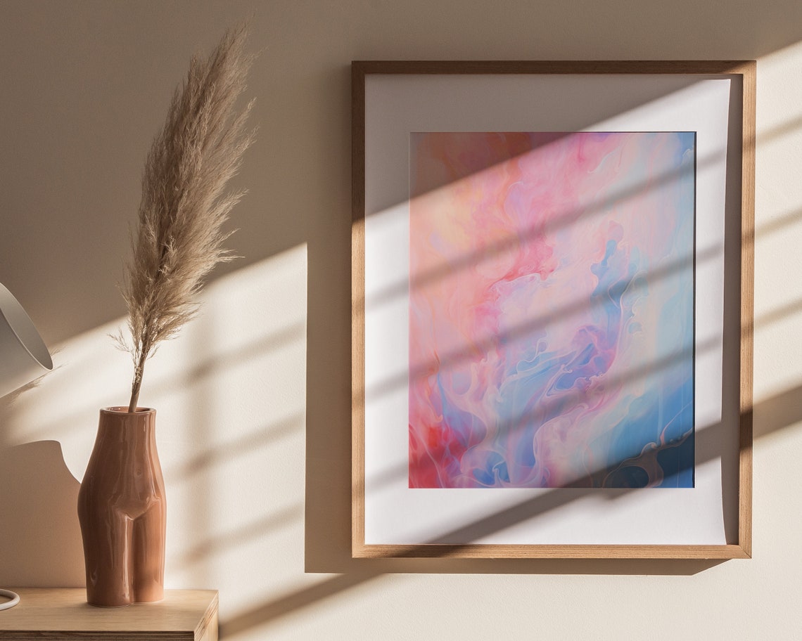 Pink and Blue Abstract Swirl Pastel Contemporary Dream Art Poster - Image 4