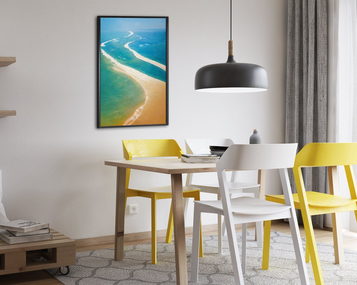 Aerial View Of Turquoise Ocean With Curving White Sandbar Poster - Image 2