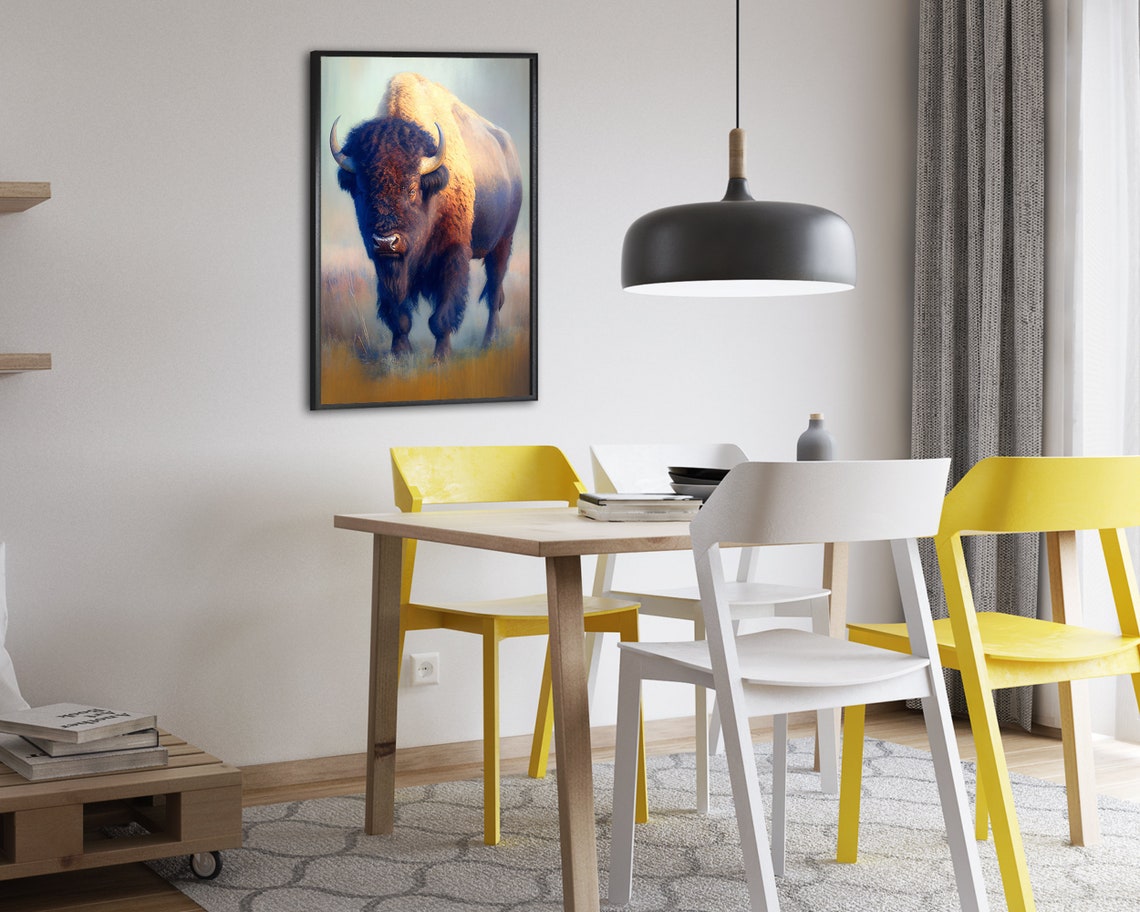 Bison Oil Painting Print Original Animal Wall Art Bison Art Print Buffalo Home Dcor Wall Art - Image 2