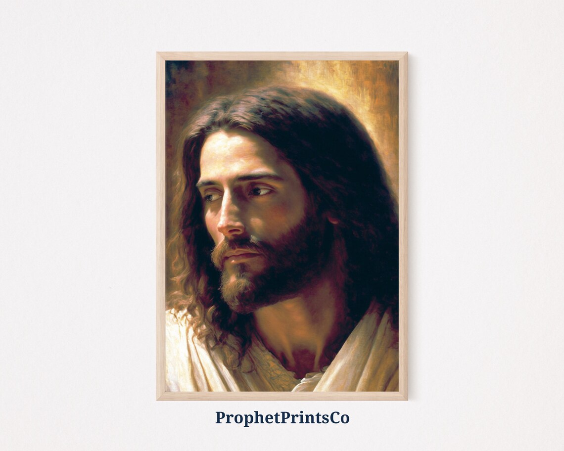 Jesus Christ Gazing in Warm Light Devotional Portrait Poster