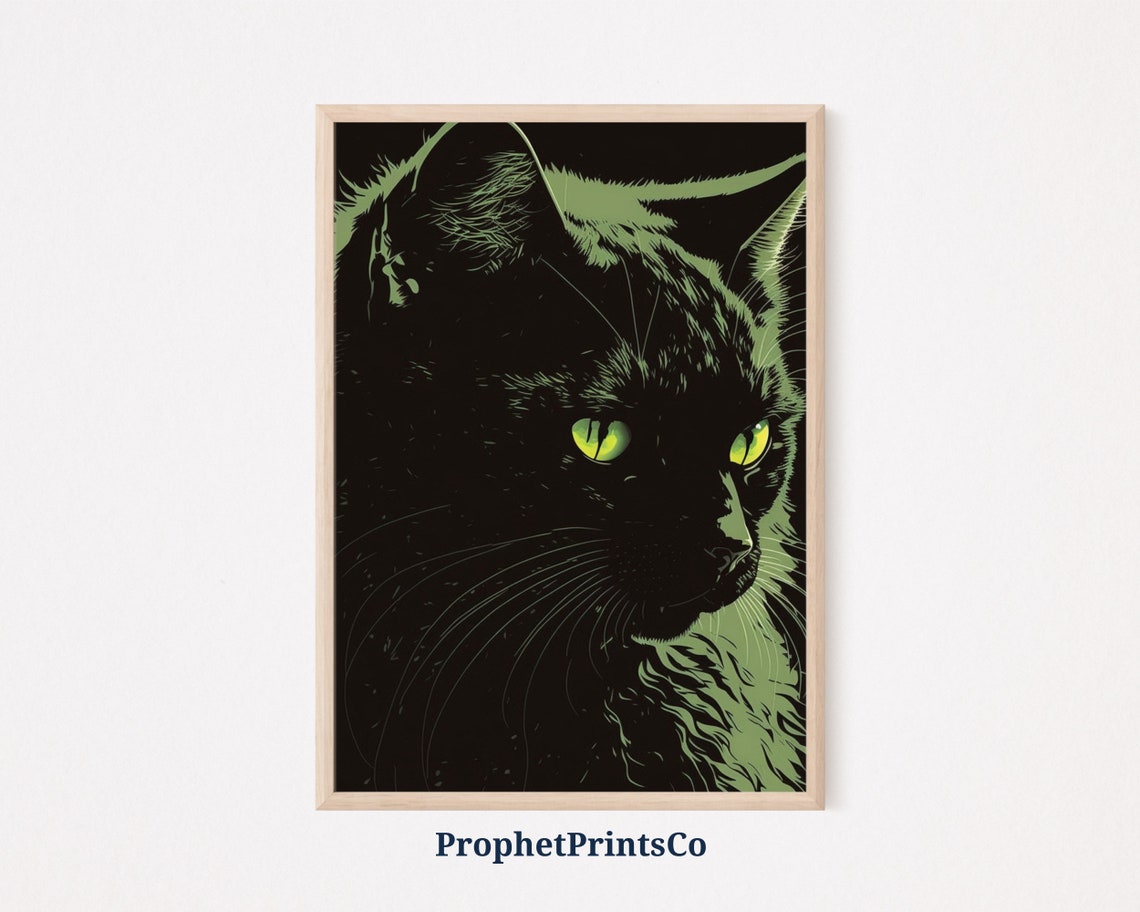 Black Cat Pop Art Poster Print Black Modern Wall Art Gift For Cat Mama Cute Spooky Home Dcor Wall Art Digitial