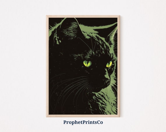 Black Cat Pop Art Poster Print Black Modern Wall Art Gift For Cat Mama Cute Spooky Home Dcor Wall Art Digitial