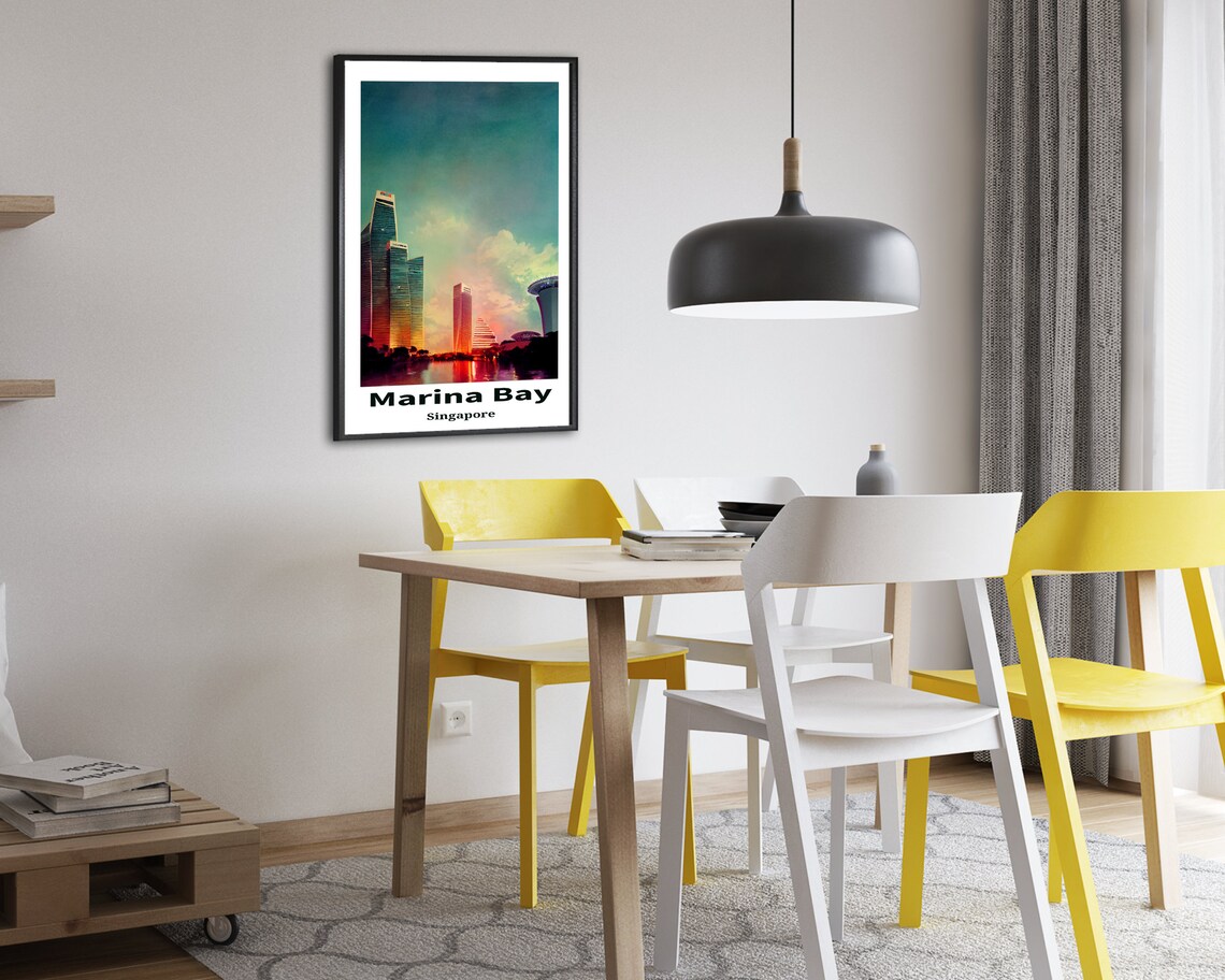 Marina Bay Singapore Sunset Towers Reflecting Water Travel Poster - Image 2