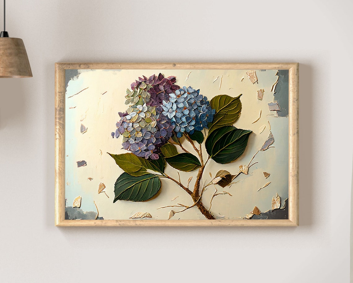 Hydrangea Bloom Impasto Oil Painting Floral Still Life Poster - Image 2