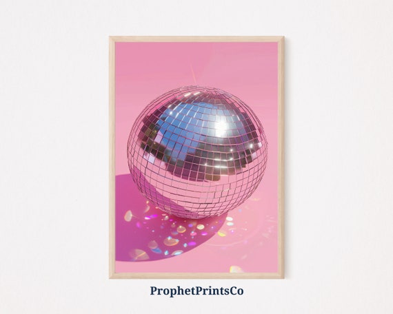 Pink Girly Trendy Disco Ball Poster Print Glam Wall Art Party Decor Gift Modern Home Dcor Wall Art