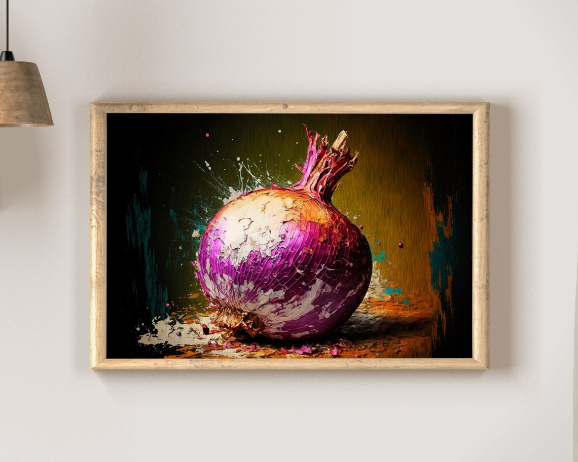 Purple Onion Close Up Still Life Colorful Kitchen Art Poster - Image 2