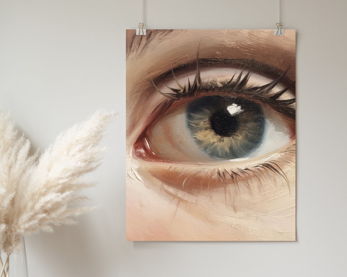 Soft Tonal Womans Eye Print Modern Wall Art Feminine Art Print Boho Aesthetic Home Decor Wall Art - Image 2