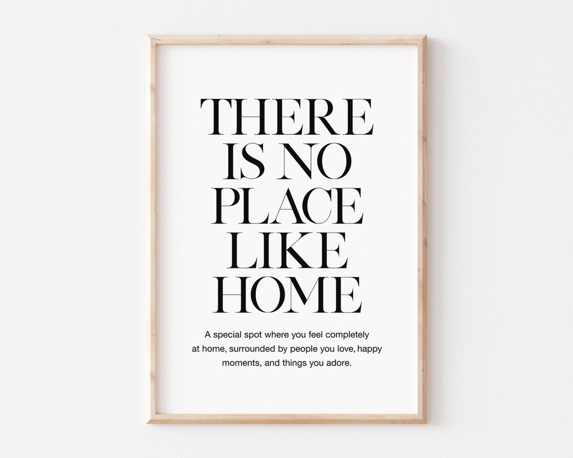 There Is No Place Like Home Black Serif Quote Wall Decor Poster - Image 3