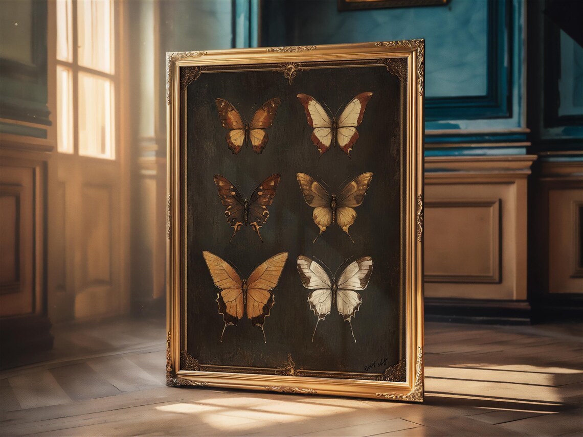 Six Butterflies Vintage Specimen Chart Warm Tones Entomology Art Poster - Image 3
