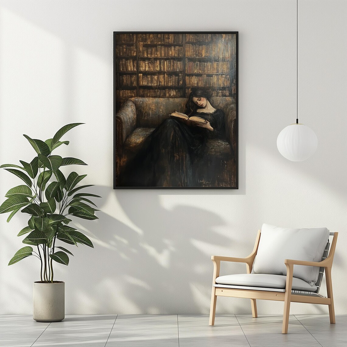 Victorian Woman Reading Book Moody Library Poster - Image 2