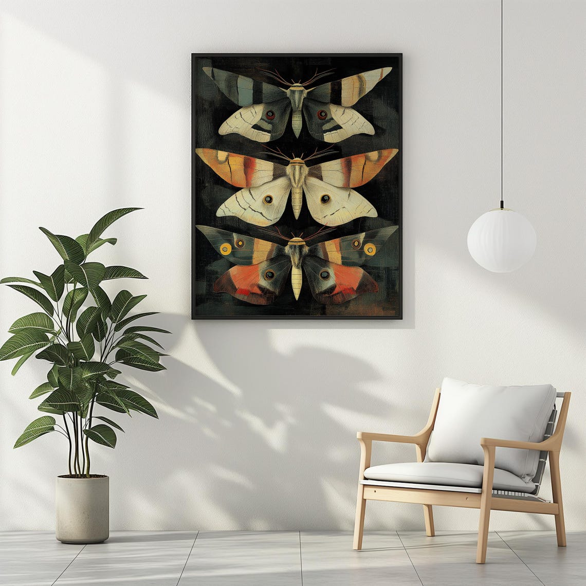 Vintage Moth Trio Entomology Specimen Gothic Dark Academia Poster - Image 2