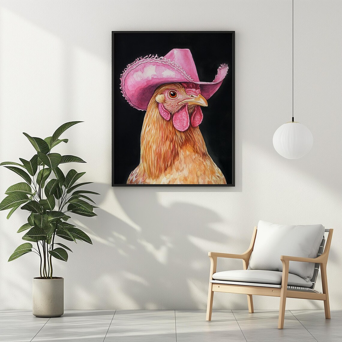 Chicken Cowboy Hat Western Farmhouse Wall Art Print - Image 2
