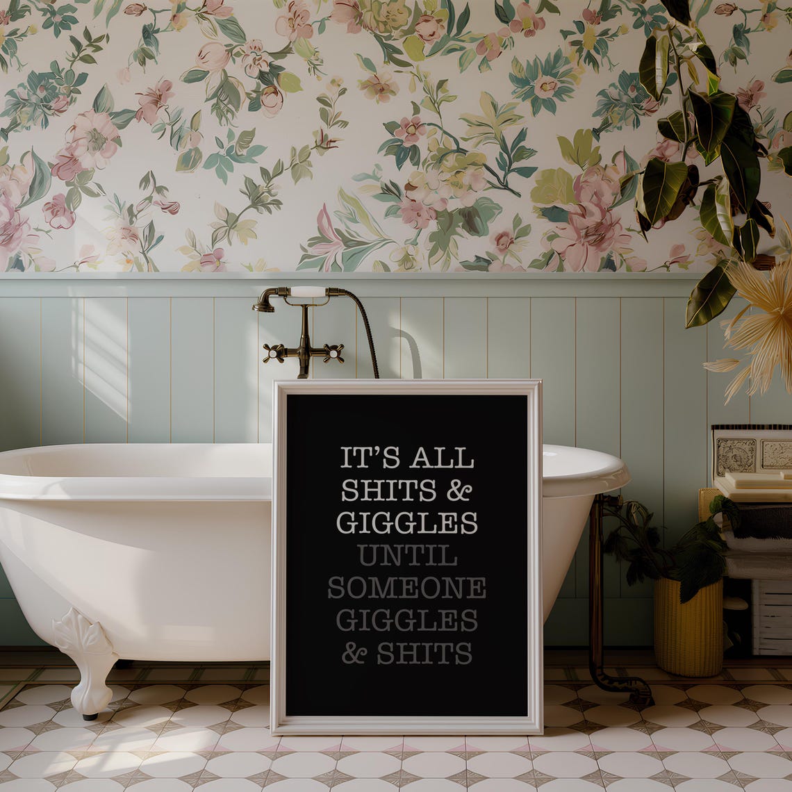 Funny Bathroom Quote Sign It Is All Shits and Giggles Toilet Poster - Image 3