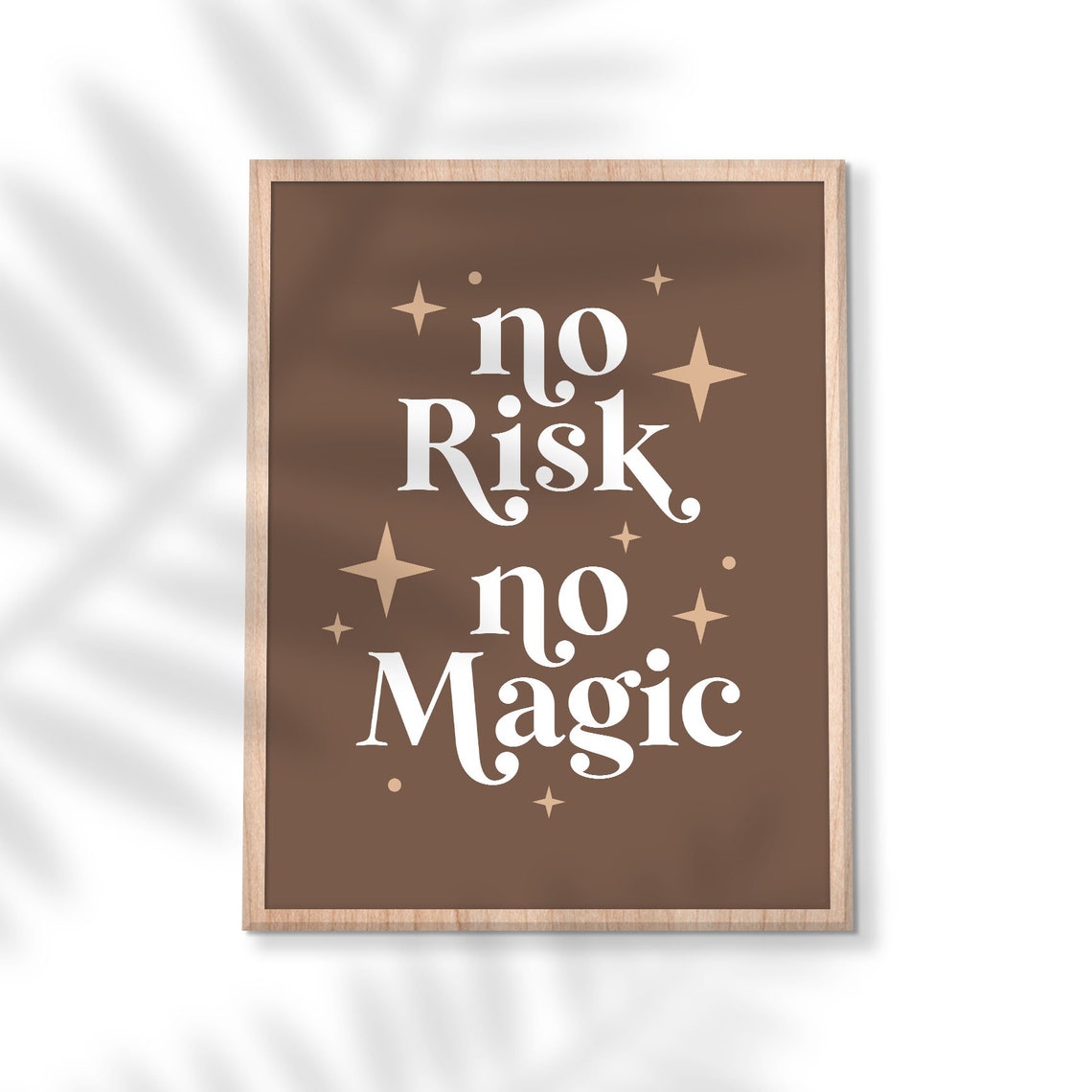 No Risk No Magic Brown Boho Sparkle Inspirational Manifest Poster - Image 2