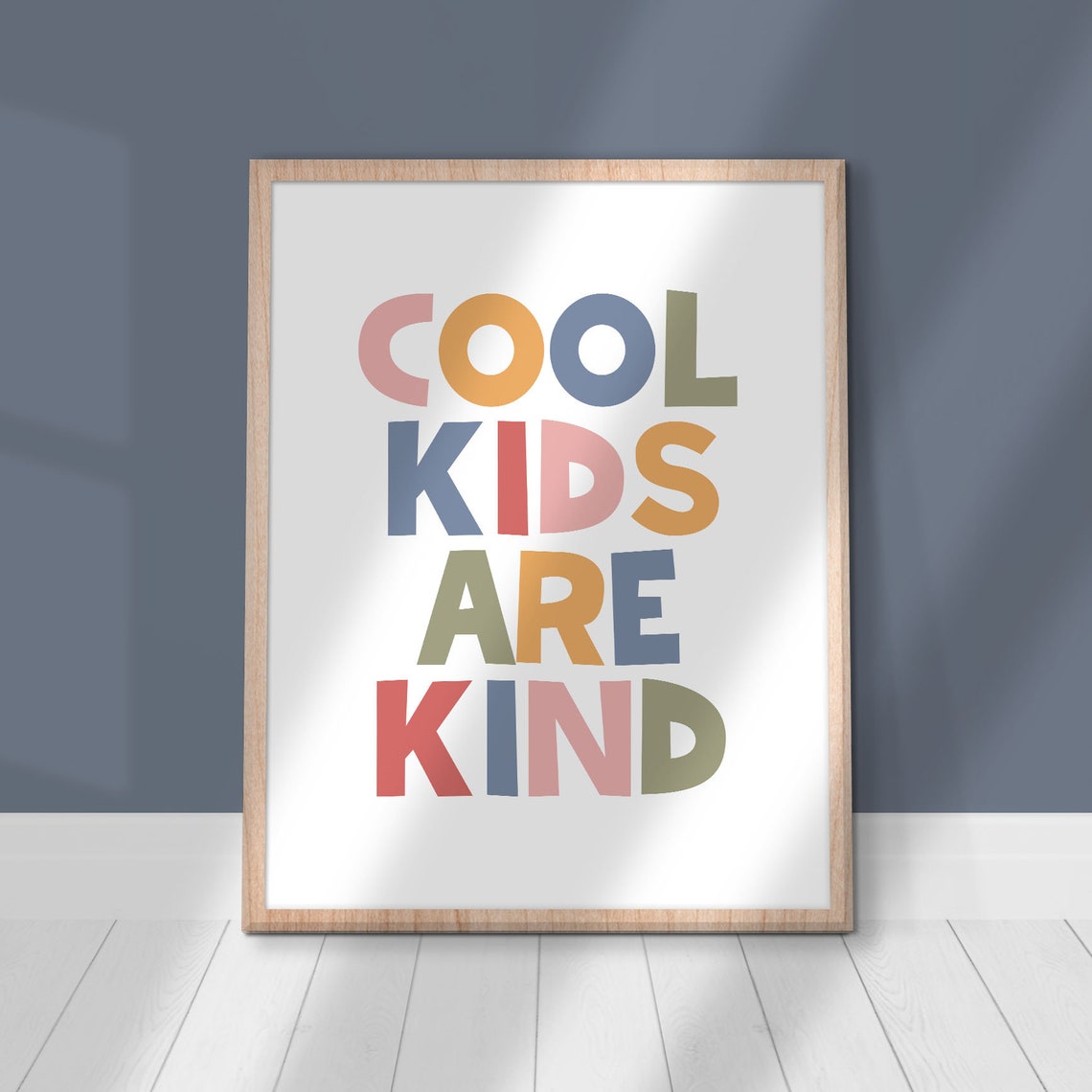 Cool Kids Are Kind Rainbow Block Letters Playroom Wall Decor Poster - Image 2
