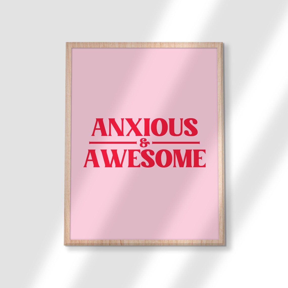 Anxious And Awesome Pink Red Mental Health Empowering Quote Poster - Image 2