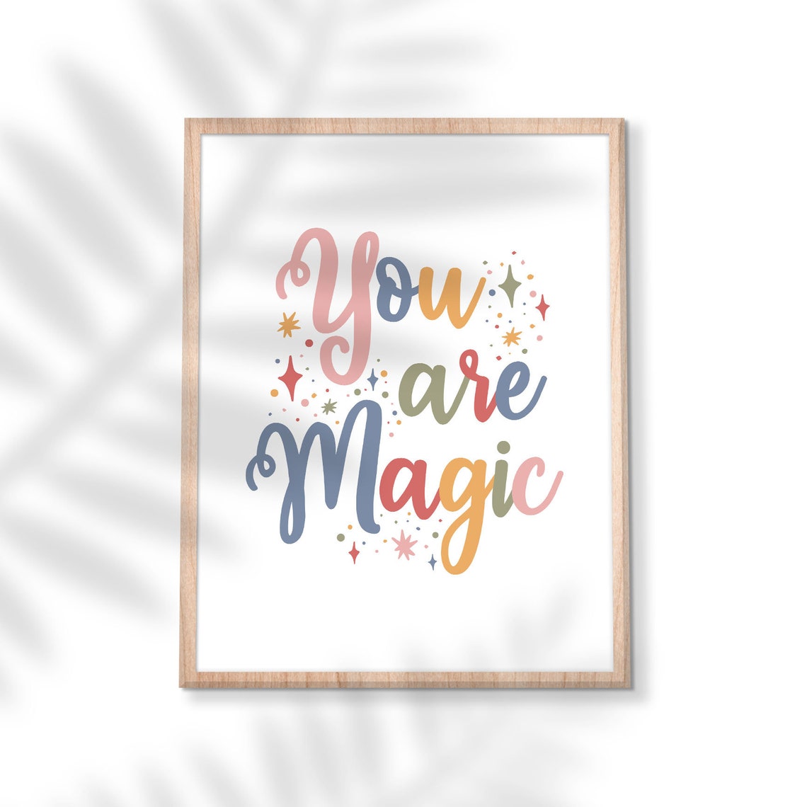 You Are Magic Colorful Boho Script Starry Nursery Quote Poster - Image 2