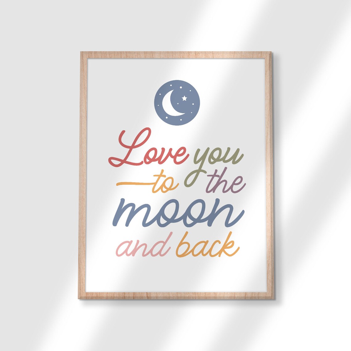 Love You To The Moon And Back Watercolor Script Nursery Poster - Image 3