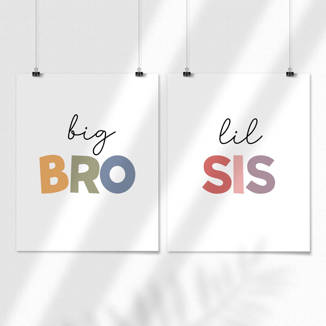 Big Bro Lil Sis Matching Two Piece Kids Room Sibling Decor Poster - Image 3