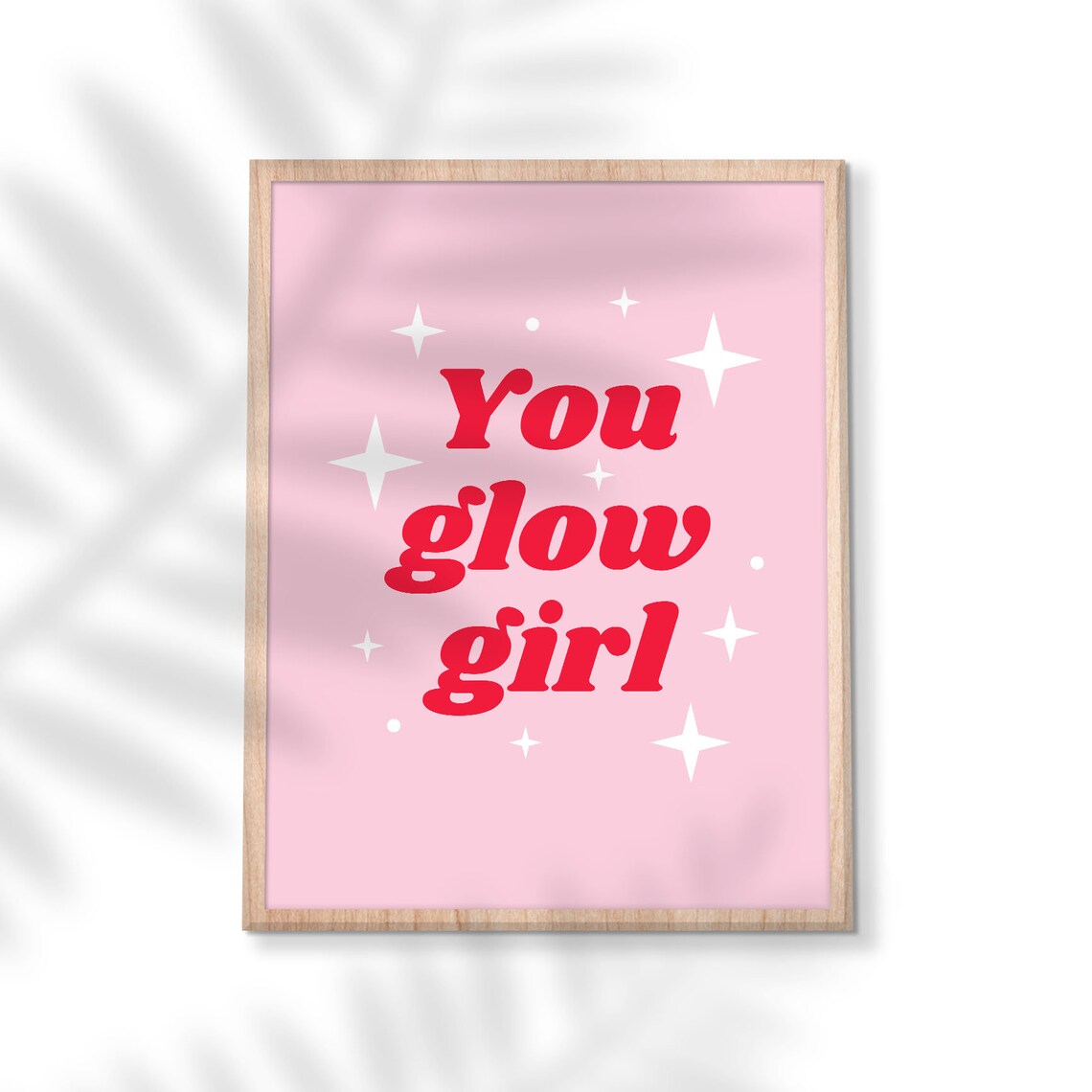 You Glow Girl Pink Red Sparkle Empowering Retro Quote Poster - Image 2