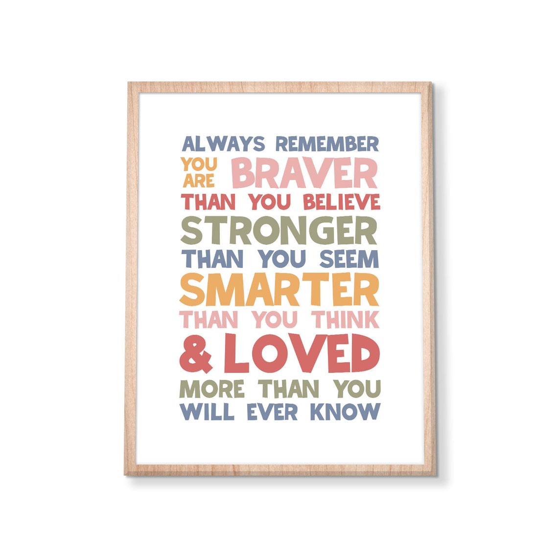 Always Remember You Are Braver Stronger Smarter Loved Kids Poster - Image 3