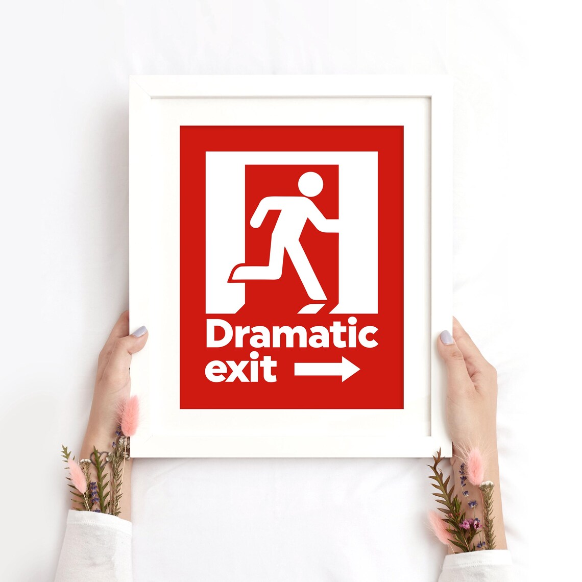 Dramatic Exit Print Dramatic Exit Sign Funny Poster Quirky Sign Dopamine Decor Maximalist Art Danish Pastel Instant - Image 2
