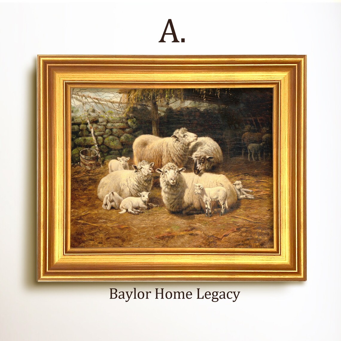 Sheep Oil Painting Art Print, Vintage Rustic Country - Image 5
