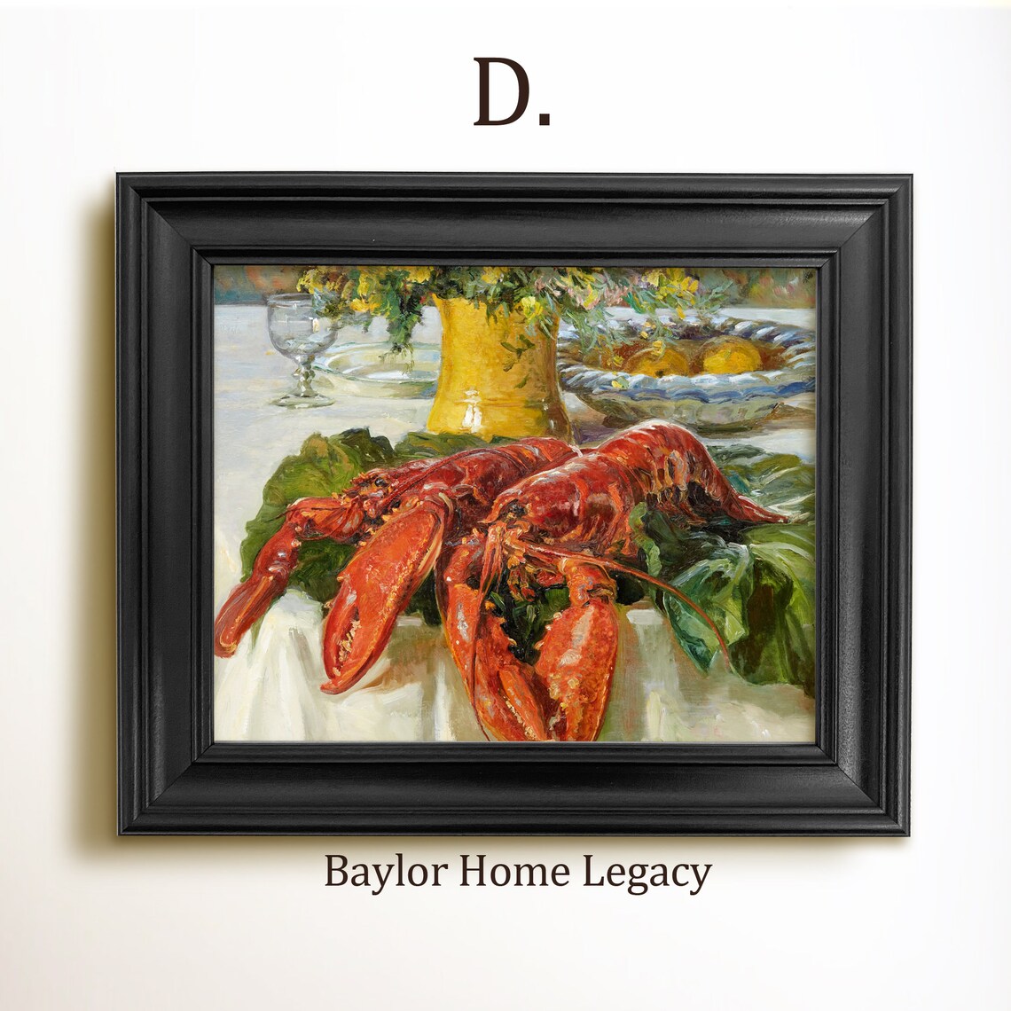 Vintage Lobster Still Life Art Print, Kitchen Decor - Image 3