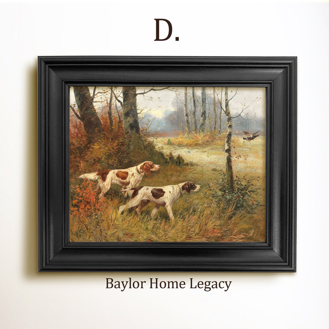 Pointers Hunting Pheasant, Vintage Oil Painting Art Print - Image 2