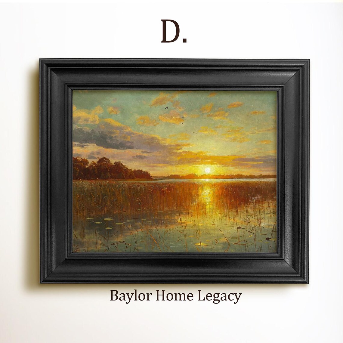 Vintage Sunset Over a Pond Art Print, Countryside - Image 2