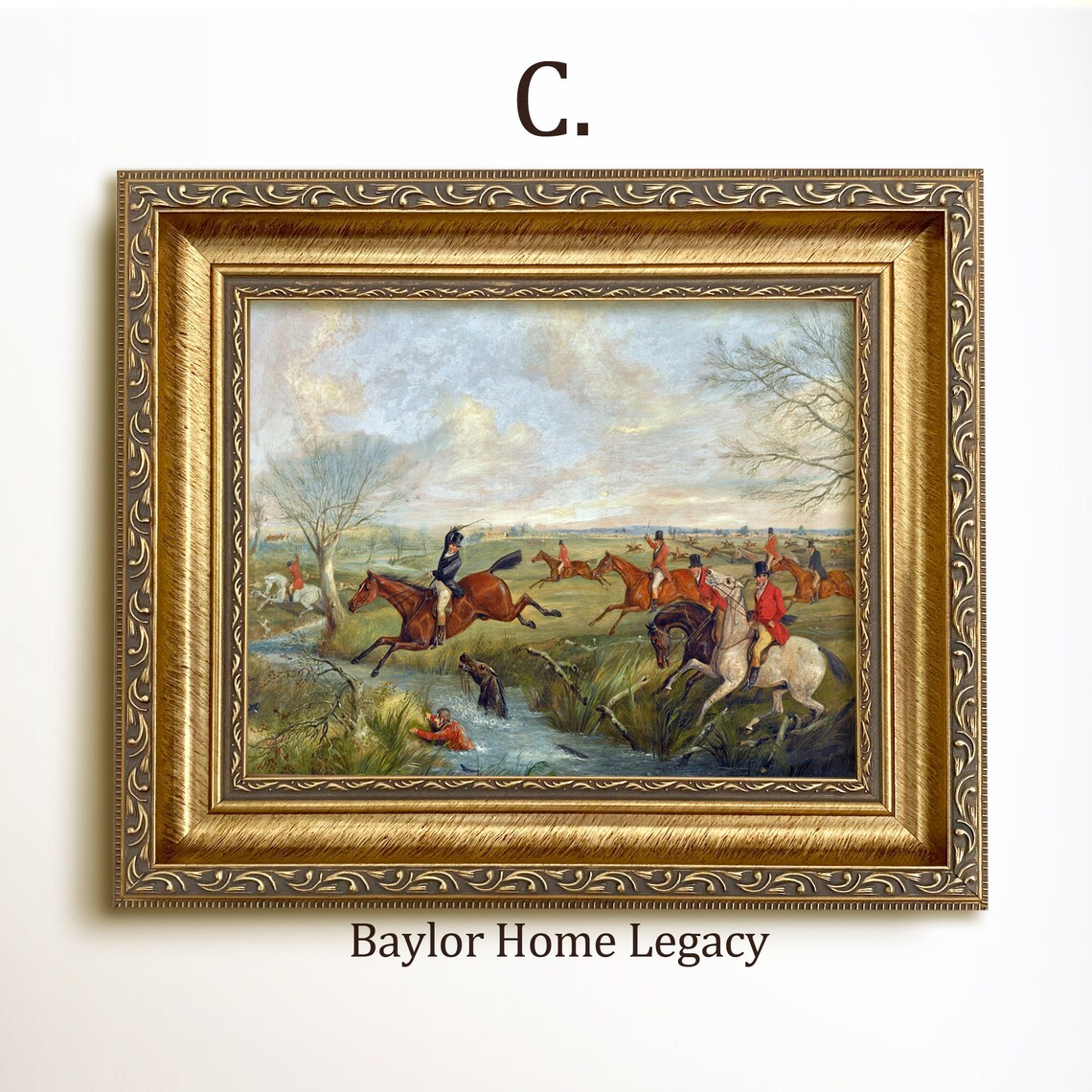 Fox Hunting Scene Oil Painting Wall Art Print - Image 3